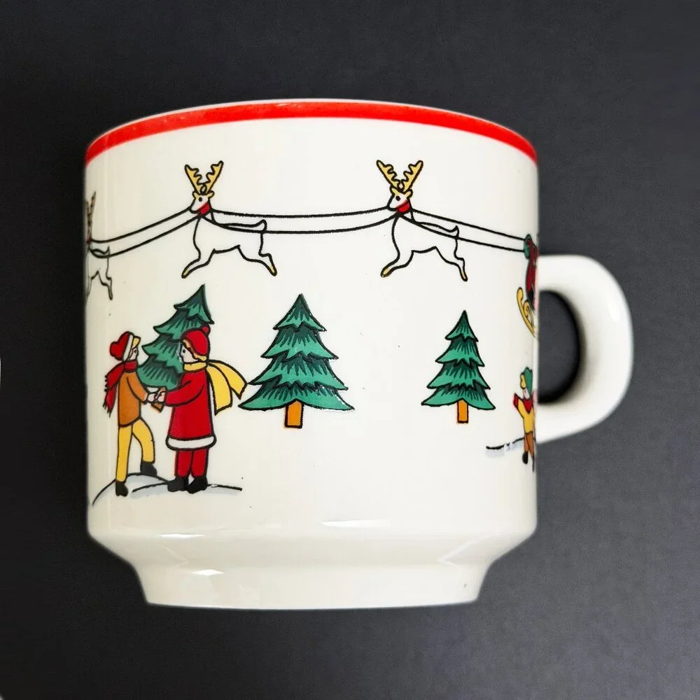 Set of 6 Vintage 1980s Jamestown China Coffee Mugs: The Joy of Christmas 1987 - Picture 4 of 8
